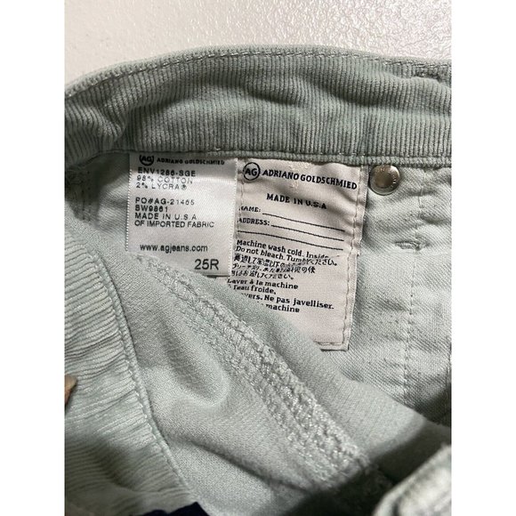 AG Adriano Goldschmied The Stevie Slim Straight Corduroy Pants Womens 25R Green - Picture 4 of 10